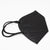 Safe KN95 mask with solid sky black design with black straps. Reusable mask, strong elastic straps. 