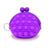 Mini Bubble Pop Clasp Purse, purple. This fidget toy coin purse uses high quality silicone rubber materials. Not just a toy, it is also practical coin purse that not only can store small items, but also a sensory toy. Just pressing the bubble down makes a big, crisp popping sound! Fashionable and super cute design for kids, it can be used as a fashion accessory or coin purse you can store change, tissues, snacks, lipstick, keys and more inside.