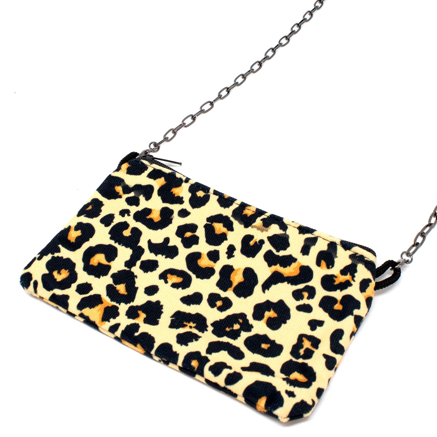 Mask Pouch and Lanyards holds your mask in a safe, enclosed pouch you can easily hang around your neck. Great for work, home, jogging, cleaning - any place you need your mask out of they way. Leopard skin pouch with silver chain.