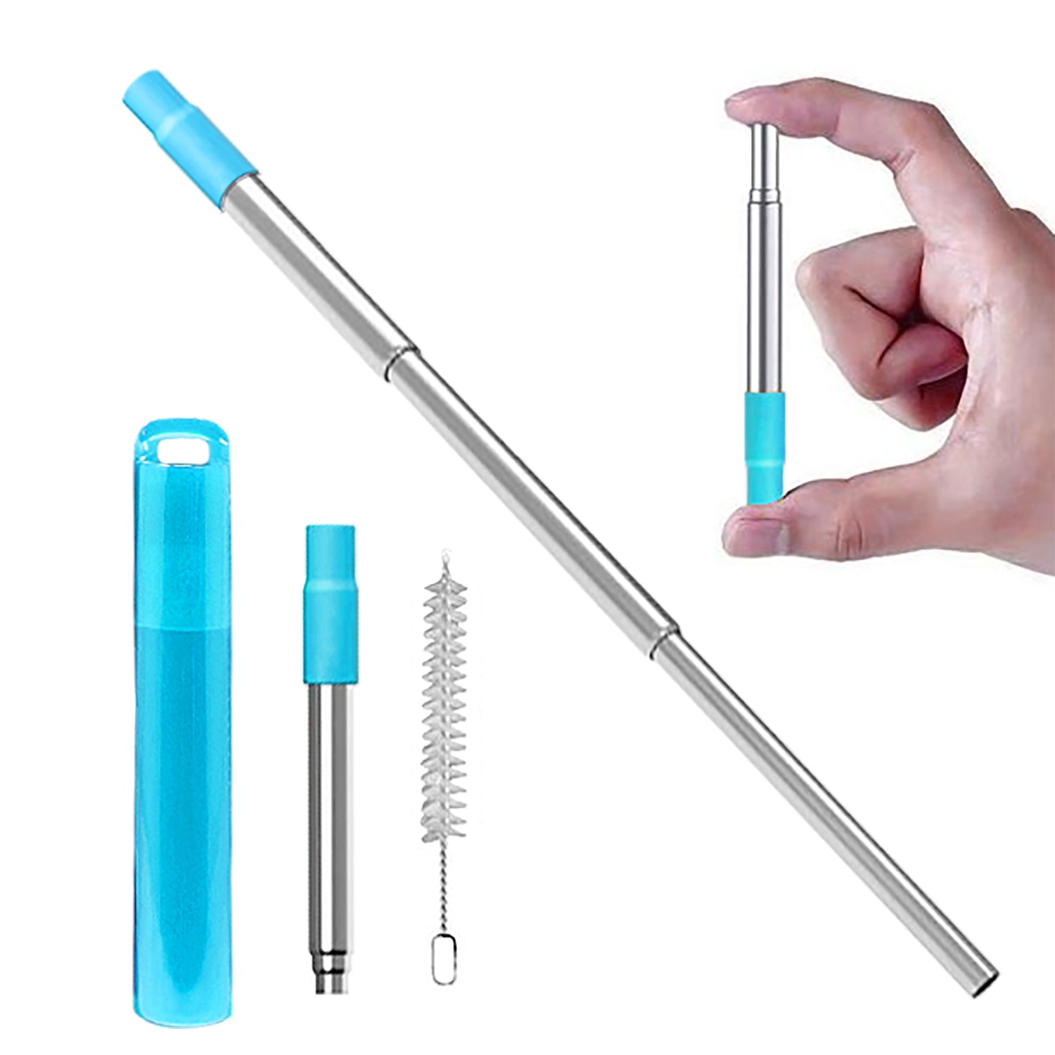 Our Collapsible Reusable Straws, with its telescopic design, is small and easy to carry. It is the safest, most sanitary way to use a straw when you are out of the house.  Eco-friendly materials made of high quality stainless steel reduces the chance of these straws ending up in the ocean and endangering vulnerable sea life. Every straw come with 1 stainless steel cleaning brush which is long enough to wash the entire straw. 