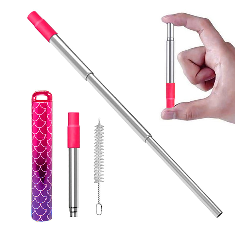 Metal Straws Reusable Collapsible Stainless Steel Straws Portable