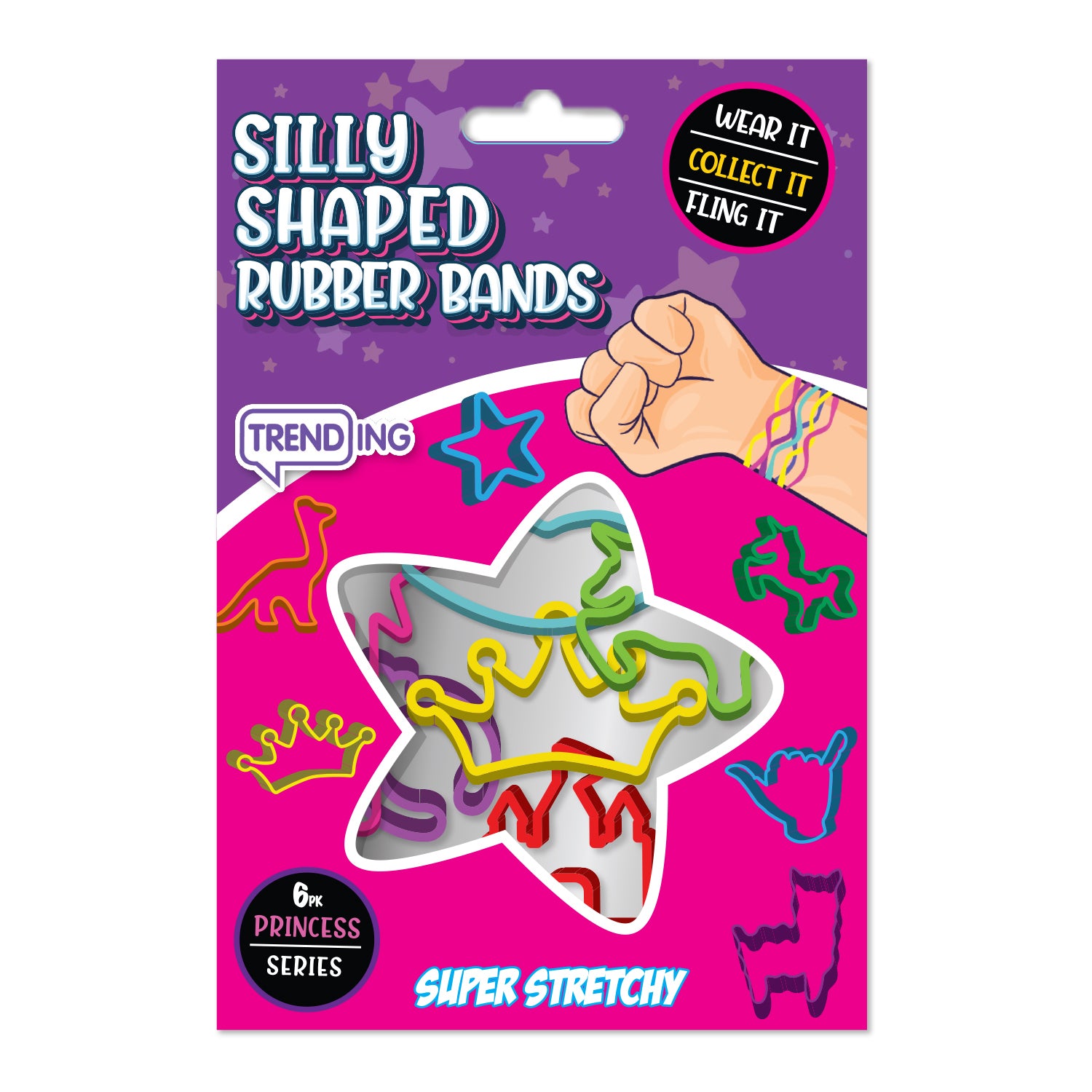 Super stretchy Silly Shaped Rubber Bands are fun wrist bands and fidget toys you can stretch, shoot and sling. Collect, create games and wear anywhere. 