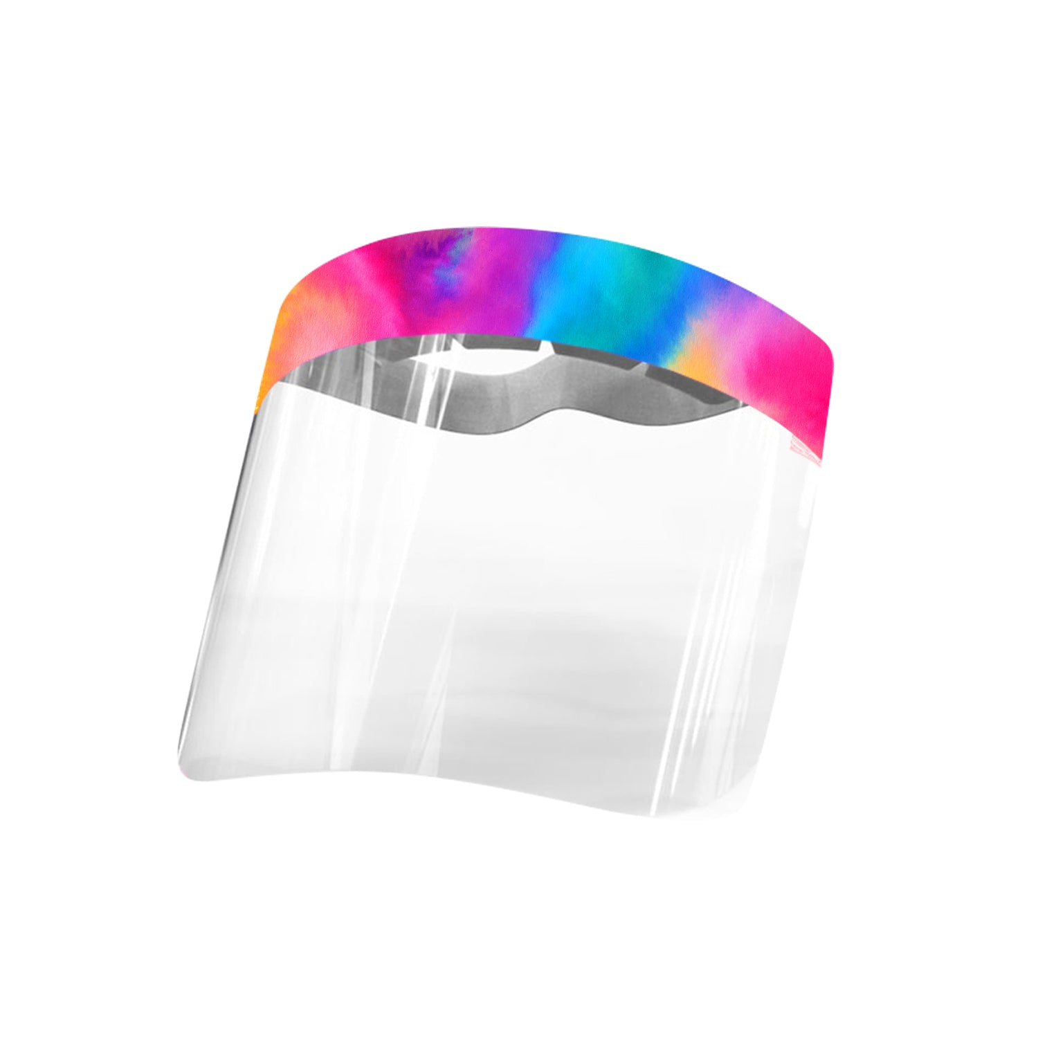 High quality face shields designed to stop any droplets from coughs or sneezes! Keep you and your family protected! Comfortable, Durable, Quality Material. Comes with removable protective liner. Easy To Clean.  Comes with adjustable strap. Crystal clear transparency. Lightweight for tweens, teens and young adults. Tie-dye design.